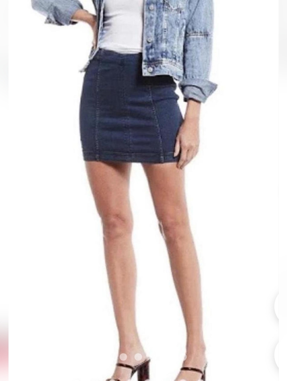 Free People Black High-Waist Denim Mini Skirt